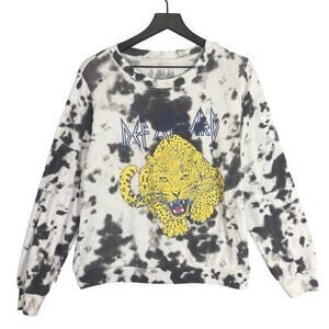 Def Leppard Band Tie Dye Pullover Sweatshirt Medium Unisex Rock Graphic